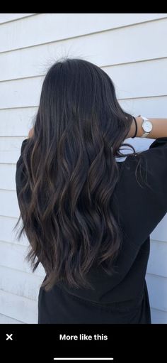 Black Hair Fall Colors, Black Hair Brown Babylights, Cool Tone Brown Balayage Black Hair, Long Dark Hair With Dimension, Dark Brown With Medium Brown Highlights, Icy Dark Brown Hair, Dark Hair Inspo With Highlights, Dark Brownish Black Hair, Dimension On Black Hair