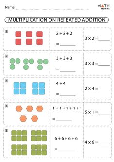 multiplication worksheets printable Repeated Addition Activities, Worksheet Multiplication, Easy Multiplication, Repeated Addition Worksheets, Free Printable Multiplication Worksheets, Repeated Addition Multiplication, Array Worksheets, Printable Multiplication Worksheets, Multiplication Arrays