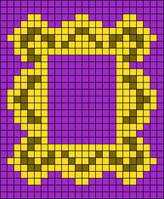 a cross stitch pattern in purple, yellow and black with an interlocked design