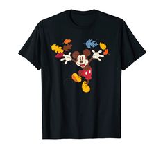 mickey mouse with autumn leaves on his head t - shirt