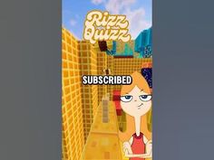 a cartoon character is standing in the middle of a video game called puzzle quizz