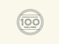 the logo for robinin electric's 100 years of power, which is now on display