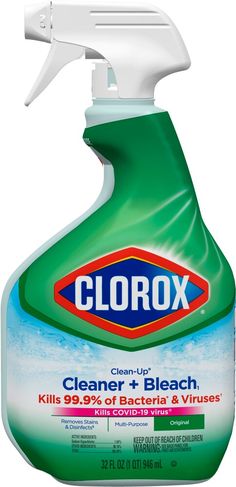 Clorox Clean-Up all purpose bleach spray cleaner is designed to quickly and effectively clean, disinfect and deodorize a variety of surfaces both indoors and outdoors. Proven to kill the COVID-19 virus*, this disinfecting spray also kills 99.9% of bacteria* and viruses. With the power to remove tough kitchen and bath stains, grease and dirt on contact, this household cleaner can be used on multiple hard, nonporous surfaces throughout your home, including kitchen sinks, counters, refrigerators, a Clorox Spray, Cleaning With Bleach, Clorox Bleach, Spray Cleaner, All Purpose Cleaner, Deep Cleaning Tips, Household Cleaner, Cleaning Spray, Household Cleaning Tips