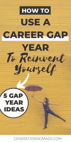 a woman holding an umbrella with the words how to use a career gap to reinent yourself