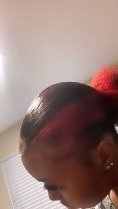 red skunk stripe on short, 4c hair Red Skunk Stripe, Burgundy Natural Hair, Afro Hair Dye, Short 4c Hair, Natural Hair Short, Cornrow Braids Men