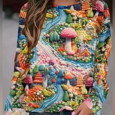 This Is Actually A Printed Sweater, Nice Lightweight, Soft Material With This Super Fun Design. I Am Planning To Get Any With Different Designs So Keep Your Eyes Open If You Love It! Mushroom Sweater, Keep Your Eyes Open, Best Winter Outfits, Fall Trends Outfits, Eyes Open, Midi Skirts, Fun Design, Printed Sweater, Print Pullover