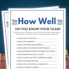 two printable worksheets with the words how well do you know your team?