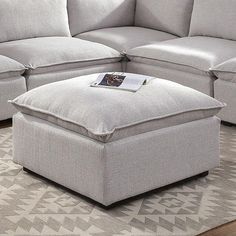 Arlene CM6547-OT Light Gray Contemporary Ottoman By Furniture Of America - sofafair.com Grey Ottoman, Ottoman Furniture, Contemporary Sectional, Contemporary Light, Round Storage Ottoman, Grey Sectional, Soft Sofa, Square Ottoman, Fabric Ottoman