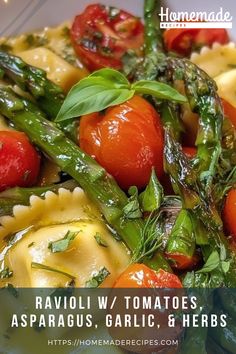 pasta with tomatoes, asparagus, garlic and herbs