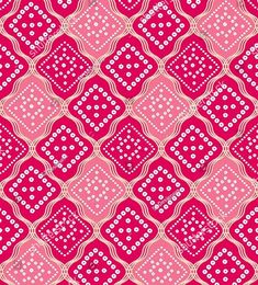 a pink background with white circles and dots on the bottom, in an ornate pattern