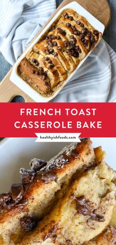 french toast casserole bake on a white plate