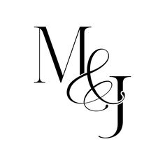 the letter m and g is shown in black on white paper, with an elegant monogram