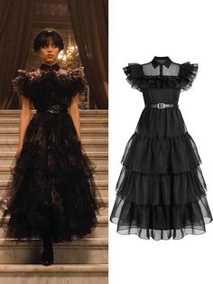 Elegant Tiered Ruffle Dress For Prom, Evening Midi Dress With Ruffles For Prom Season, Ruffled Midi Dress For Prom, Black Maxi Dress For Party Season, Chic Evening Maxi Dress With Ruffles, Black Maxi Evening Dress For Summer, Prom Midi Dress With Ruffles, Black Maxi Length Summer Evening Dress, Chic Ruffled Evening Maxi Dress