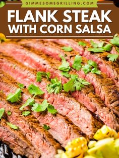 Add this flank steak with corn salsa to your list of healthy dinner ideas! It is quick and easy to make. The result is a tender, juicy, and tasty meal that will impress your guests. Save this healthy meal for dinner for later!