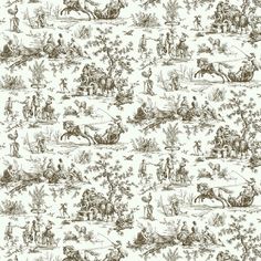 an old - fashioned wallpaper with horses and people