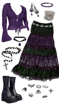 Gothic Summer Dress, Whimsical Goth Summer Outfits, 2000s Witch Aesthetic, Whimsical Clothes Aesthetic, Dark Whimsical Aesthetic Outfit, Whimsigothic Aesthetic Clothes, Whimsy Goth Clothes, Witches Outfits Ideas, Witchy Style Outfits