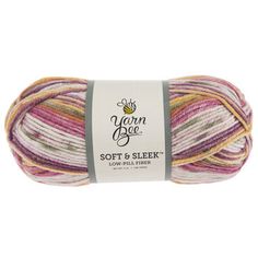 yarn bee soft & sleek yarn in multicolors with white and yellow stripes