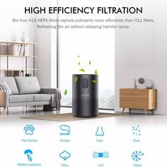 the air purificater is on display in front of a living room