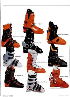 the different types of snowboard boots are shown in an advertisement for men's and women's footwear