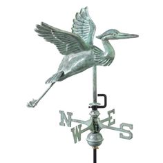 a weathervane with a bird on it's side and the word w e s written in english