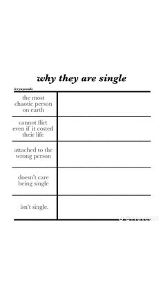 an image of a table with words on it and the text,'why they are single