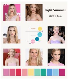 Summer Cool Light Fashion, Light Summer Seasonal Color Analysis, Light Spring Light Summer, Light Summer Brunette, Light Summer Color Palette Celebrities, Light Summer Clothes Color Palettes, Light Summer Vs True Summer, Light Summer Style Outfit, Light Summer Color Outfits