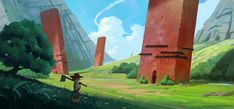 Ghibli Style's Towers Stylized Environment, Science Fiction Illustration, Fantasy Inspiration, World Art, Style Art, Cartoon Art