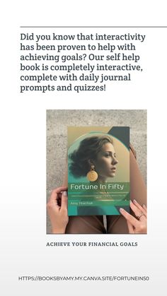 a woman holding up a book with the title fortune in fifify on it