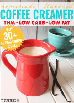 Homemade Flavored Coffee Creamer, Low Carb Coffee Creamer, Low Carb Coffee, Keto Coffee Creamer, Thm Drinks, French Vanilla Creamer, Vanilla Coffee Creamer