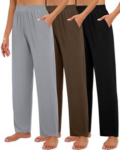 PRICES MAY VARY. Soft & Stretchy Material: women's wide leg yoga pants are made of 60% polyester, 35% rayon, 5% spandex; They're soft and don't feel heavy! Thick enough to be warm, but not sweaty; If you want be comfortable, and these pants fit the bill Elastic & Wide Leg: you will love the wide leg look, lightweight and flowy with a subtle sheen that makes you look elegant; They have stretchy waist to cinch you, that come to be attractive both front and back Suitable Size: the stretchy fabric g Yoga Sweatpants, Comfy Lounge Pants, Loose Sweatpants, Wide Leg Yoga Pants, Leg Yoga, Wide Leg Lounge Pants, Pocket Sweatpants, Cozy Pants, Lounge Pants Womens