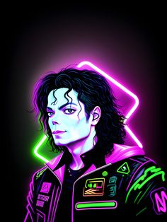 an image of michael jackson in neon lights