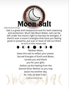 Salt Magick, Goddess Magick, Moon Water, Wiccan Magic, Magic Spell Book, Spiritual Journals, Grimoire Book, Magick Spells