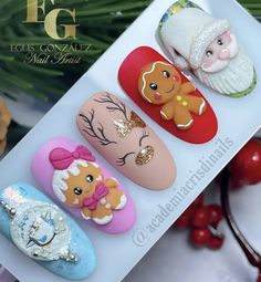 Pink Christmas Nail Designs, Fun Christmas Nails, Pink Christmas Nail, Winter Nail Art Designs, Diverse Beauty, Cute Christmas Nails, Nail Art Disney, Gel Nails Diy