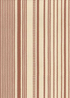 an orange and white striped upholstered fabric with small dots on the bottom half of it