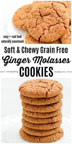 soft and chewy grain free ginger molasse cookies