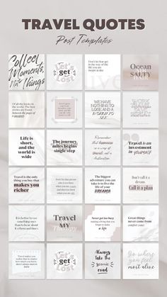 the travel quotes poster is shown in white and gray