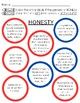 an image of a poster with the words honest in red, white and blue circles