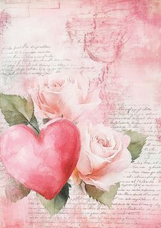 a painting of two roses and a heart