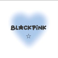 the word blackpink written on a blue background with a white heart and star