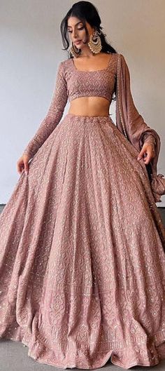 Pink and Majenta color Lehenga in Georgette fabric with Embroidered, Sequence, Thread work Chikankari Lehenga, Lehenga Choli For Women, Choli For Women, Simple Lehenga, Trendy Outfits Indian, Indian Outfits Lehenga, Lehenga Designs Simple, Gaun Fashion, Traditional Indian Dress