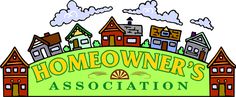 the homeowner's association logo with houses and clouds in the sky above it