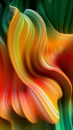 an abstract painting with wavy lines and colors