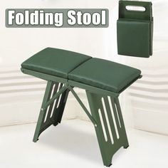 the folding stool is made from green plastic