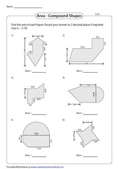 worksheet showing the area compound shapes