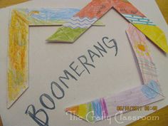 a piece of paper with the words boomerang written on it