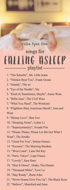 an image of a poster with the words, songs for sleeping asleep playlist on it