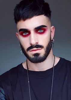 Drag King Makeup, Hairstyles For Guys, Halloween Hairstyles, South Lebanon, Drag Make-up, Vampire Makeup, Face Art Makeup, Horror Makeup, Male Makeup