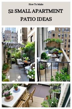 small apartment patio ideas with plants and potted plants on the balcony, in front of buildings