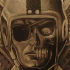 a drawing of a skull wearing a football helmet