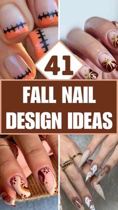 Fall Season Nail Designs, Leaves Nail Designs, Fall Nail Art Ideas, Fall Nail Design, Fall Leaves Nail Art, Thanksgiving Nail Designs, Elegant Nail Designs, Sweater Patterns